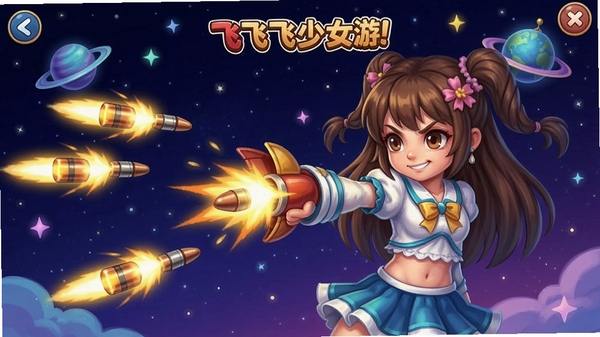 飞飞少女 游戏主界面 少女在星空背景中发射子弹 适配Boogu