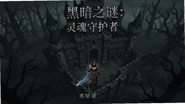 黑暗之谜:灵魂守护者 游戏主界面 角色站在古老城堡前 背景是阴森森林 俯视视角