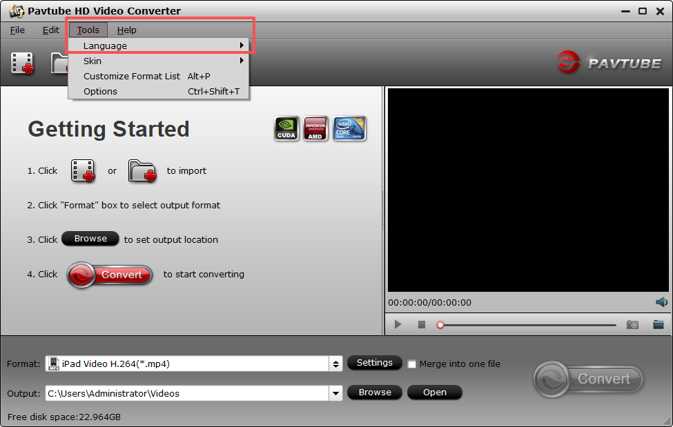 Pavtube HD Video Converter 4.9.0.0 中文激活版运行截图