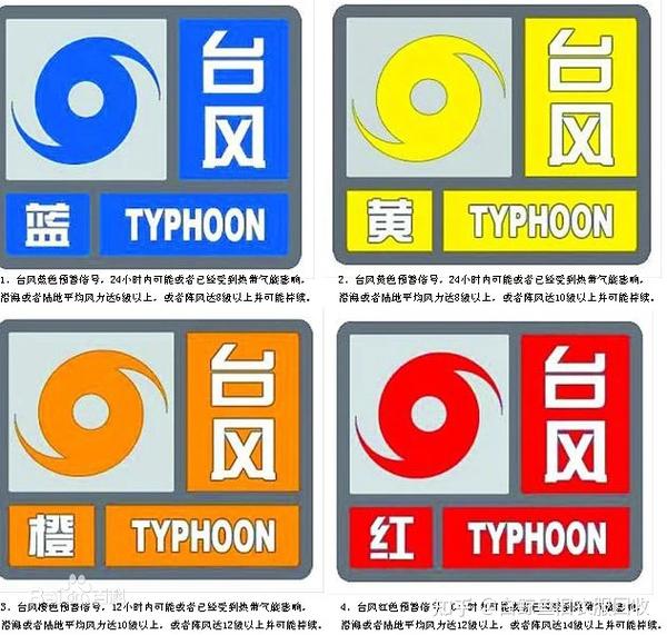 台风天气 预警信号等级