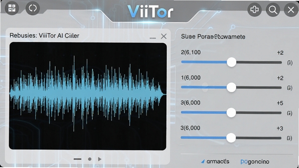 ViiTor AI音色克隆功能界面,左侧为原始音频波形图,右侧为克隆音色参数调节滑块,背景为浅灰色科技感界面,突出“ViiTor”品牌标识,画面清晰明亮