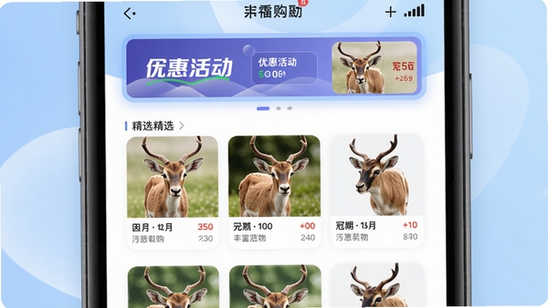 冠羚优选手机应用主界面展示,屏幕中显示精选商品列表与优惠活动横幅,背景为柔和渐变蓝色,整体风格现代简约,商品图片清晰诱人,突出购物应用的便捷与丰富性,适合作为应用预览图