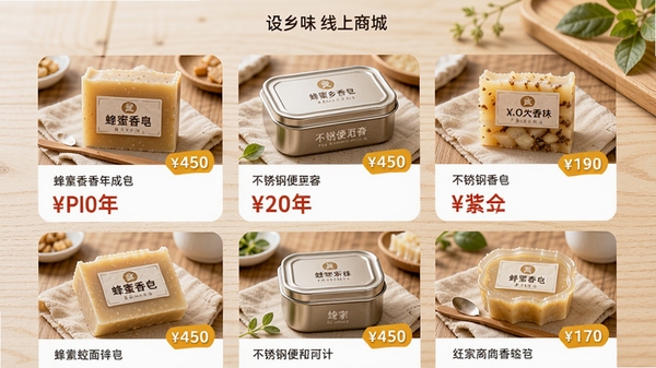 ����ζapp�����̳�ҳ�棬չʾ��������������ֱ㵱�е���Ʒ����Ʒ��Ƭ�������룬�۸��ǩ��Ŀ������Ϊ����ľ�����棬����ɫ����ͣ�ͻ����Ʒ���ʸ���Ʒ�Ƶ��ԡ�