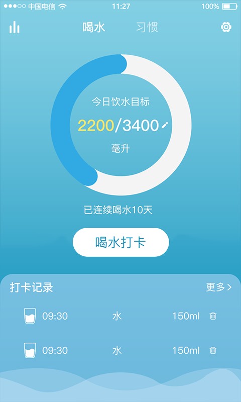 喝水日记 打卡记录 每日饮水健康管理 配图