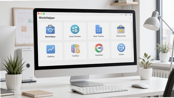 WorkHelper ���Զ�Ч�ʸ������ߵ�������Ԥ��ͼ������չʾ����Ĺ��ܲ�������ʵ��ģ��ͼ�꣬����Ϊ�ִ����İ칫���滷��������������������ͻ��������ʵ������רҵ��