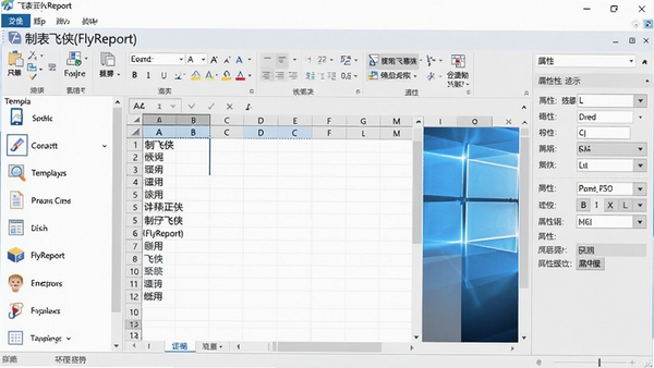 �Ʊ�����(FlyReport)�������ͼ��չʾһ���ɾ�������Windows�����������ڣ������ģ���б����м������ڱ༭�ı����Ҳ�������������壬��������רҵ��ɫ�ʴ������ʣ�ͻ�������ĺ��Ĺ��ܲ���