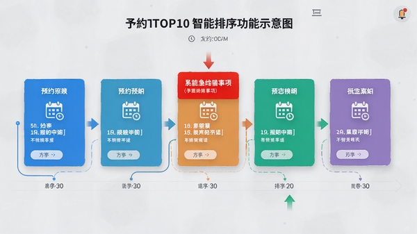 ��TOP10����������ʾ��ͼ����ʾ���ԤԼ��Ƭ��ʱ�������У������������ö���������м�ͷָʾ�����߼�������Ϊ����ɫ��ͻ����Ƭɫ�ʣ��������Լרҵ