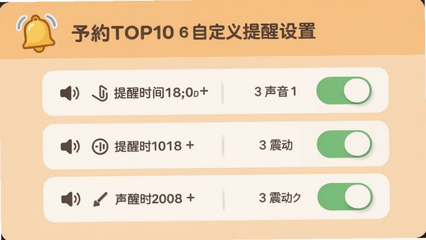 ��TOP10�Զ����������ý��棬չʾ��ͬԤԼ������ʱ��ѡ����������𶯿��أ�����Ϊǳ��ɫ��������������������ͼ�꣬����Ѻ�ֱ��