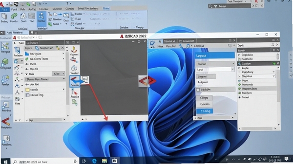 �Ƴ�CAD 2022�Զ�����湦��չʾ����ʾ�û��϶��������͵�����岼�ֵĹ��̣�����ΪWindows���棬ͻ�����Ի�����