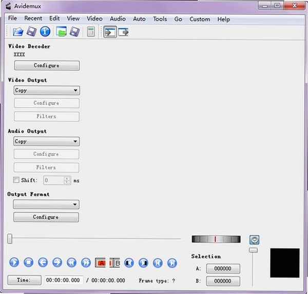 Avidemux 视频切割 关键帧 编辑 界面