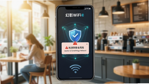 ��Ӱwifi��ȫ�������ܲ������棬�ֻ����ӹ���Wi-Fiǰ��ʾ��ȫɨ�趯�������ж���ͼ���롰��⵽��ȫ���ա����浯��������Ϊģ�������Ŀ��ȹݳ�����ɫ��������ͻ����ȫ��ʾ��Χ