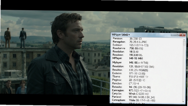 MPlayer WW编译版播放MKV视频画面,显示视频信息面板,包含编码格式、分辨率、码率等详细参数,背景为电影场景,画面清晰细腻