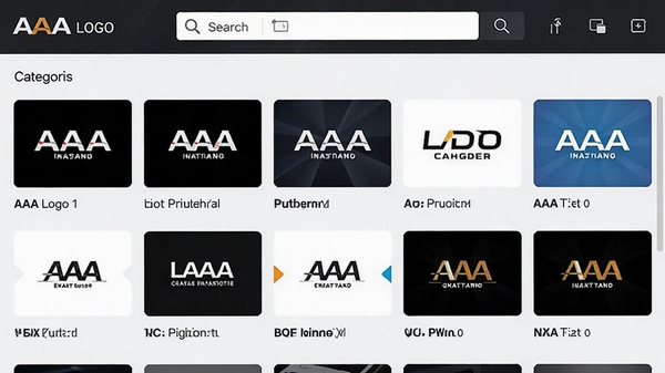 AAA Logo软件模板库浏览界面,展示分类清晰的行业模板缩略图与搜索框,突出素材丰富性