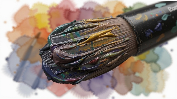 Corel Painter 笔刷效果特写,画面中央展示油画笔触的厚重堆叠质感与色彩混合细节,背景虚化为水彩晕染效果,突出软件强大的仿自然媒介模拟能力。