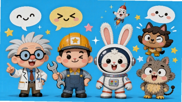 �Զ�����Ϸ��ɫ���ͼ��չʾ������͸��졢�����ֵ���Ϸ��ɫ���д����۾��Ŀ�ѧ�ҡ����Ű��ֵĹ��ˡ�������������ӵȣ���ɫ��Χ�жԻ����ݺ�������Ч�������������Ĵ�ɫ��ͻ����ɫ�Ŀɰ�����Ĭ���