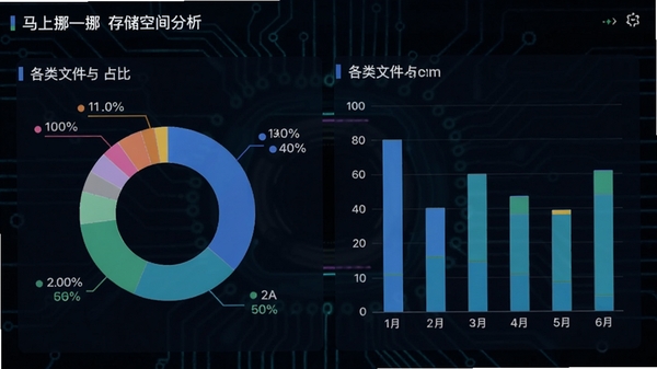 ����ŲһŲ�洢�ռ�������棬��ʾ����ͼ����״ͼ����ע�����ļ�ռ�ȣ�����Ϊ��ɫ�Ƽ��У����ݿ��ӻ����
