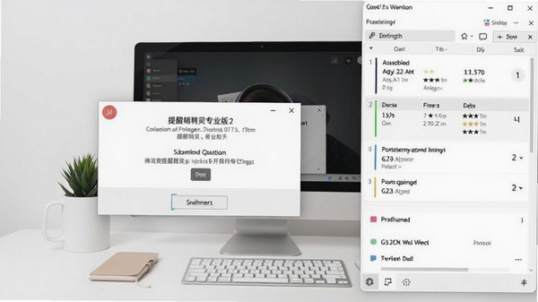 桌面提醒精灵专业版主界面截图,展示悬浮提醒窗和日程列表,背景为整洁的电脑桌面,软件界面清晰可见,风格现代简约