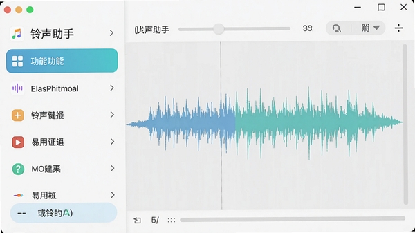 铃声助手主界面预览图,左侧为功能列表,右侧为音频波形编辑区,整体界面简洁明了,色彩清新,突出软件易用性