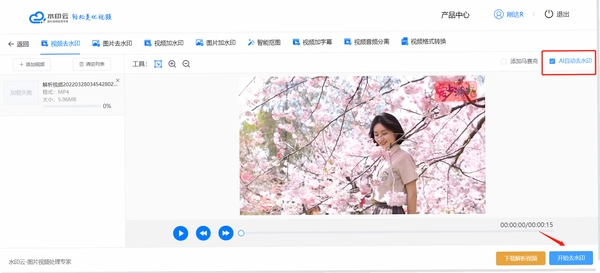 水印云 视频去水印 教程