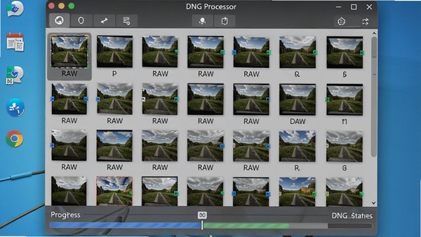DNG Processor����ת�����棬����RAW�ļ�����ͼ���У���������ʾת��״̬������Ϊ���������棬����������ɫ����Ȼ