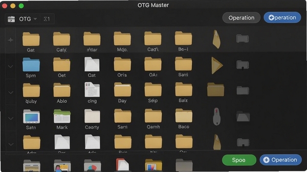 OTG Master�ļ��������棬չʾ�ļ����б��������ť������Ϊ��ɫ���⣬�ļ�ͼ�������ɼ�