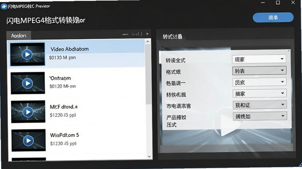 闪电MPEG4格式转换器主界面预览图,软件界面清晰展示视频添加列表与转换设置选项,背景为现代简约深色系,突出转换按钮与格式选择区域,整体风格专业且易于操作