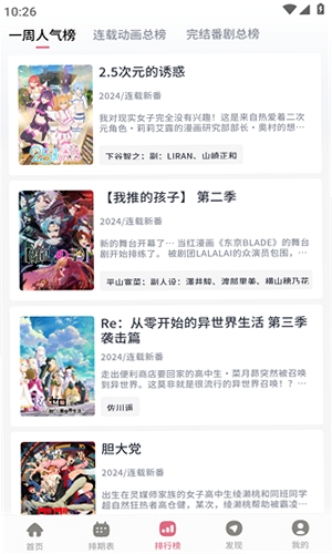 稀饭动漫运行截图