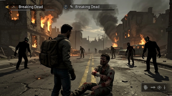 Breaking Dead����¼������������ڽֵ�������һ�����˵��Ҵ��ߣ��������������ڶԻ����������Ż�Ľ���������������ս��ţ���Χ��ɥʬ�ļ�Ӱ�ڿ�����������й��¸У�������Ϸ�������������