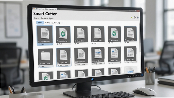 Smart Cutter批量处理任务列表界面,展示多文件同时排列,背景为软件主界面,体现高效工作场景