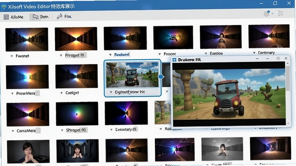 Xilisoft Video Editor��Ч��չʾ������ת����Ч����ͼ�������У�ѡ��һ����ЧʱԤ��������ʾӦ��Ч������������ֱ��