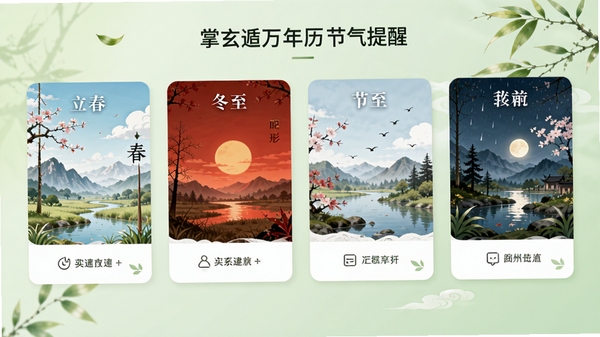 �������������������ѽ��棬չʾ�����������Ƚ�����Ƭ�����Զ�Ӧ����Ȼ�羰�廭���������������Ȼ�����ܱ�ע����������Ϊ����ɫ���䣬�ʺϹ���˵��
