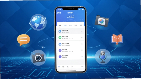 ���ʵʱ���� v2.2.0 �汾���¹���չʾͼ����������Ϊ�ֻ�Ӧ�ø�����־���棬��Χ�����ŵ������Է��š�����ͻ�Ͳ��ͼ��Ԫ�أ�����Ϊ���пƼ��е���ɫ�������񣬷���ִ����