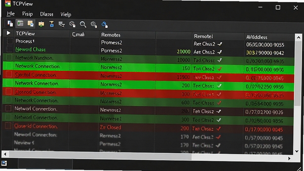 TCPView�������ܽ�ͼ��չʾ�б��г�����ɫ�ͺ�ɫ�������У���ɫ��ʾ�½������������ӣ���ɫ��ʾ�ѹرյ����ӣ�������ͻ����ʾ�������ƺ�Զ�̵�ַ�У�����Ϊ��ɫ�����Windows����