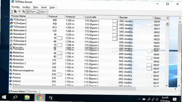 TCPView����������Ԥ��ͼ��չʾһ��Windows���洰�ڣ��������Ա�����ʽ�г�������̵���������״̬��������������PID��Э�顢���ص�ַ��Զ�̵�ַ��״̬�У������������������������ܼ�������ΪWindows 10���滷��