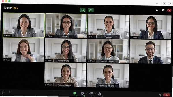 TeamTalk视频会议界面,显示多个参会者画面,界面布局规整,画质清晰,体现远程协作的便捷性
