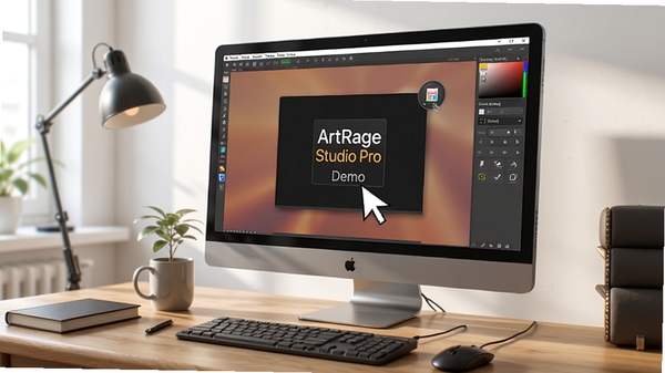 ArtRage Studio Pro Demo ������װ��ɺ�������ݷ�ʽͼ�꣬���ָ������˫����������������Ļ������ʾ�������ػ��棬��Χ����Ϊ���������������������дʵ��񣬸�ϸ��