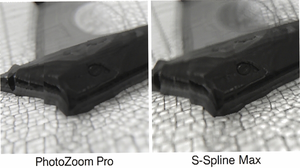 PhotoZoom Pro �㷨�Ա�ʾ��ͼ��չʾͬһͼ����������ͨ�Ŵ��� S-Spline Max �Ŵ���ϸ�ڲ��죬��Ե������������������������Ϊǳ��ɫ����ͻ����������