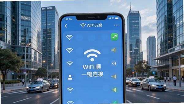 WiFi��˳Կ���������ͼ��չʾ����WiFi�б��ź�ǿ��ͼ�꣬����Ϊ�ִ����н־�����������������ͻ������һ�����ӵĺ��Ĺ��ܣ���������ֱ�ۣ��ʺ�Ӧ���̵�չʾͼ