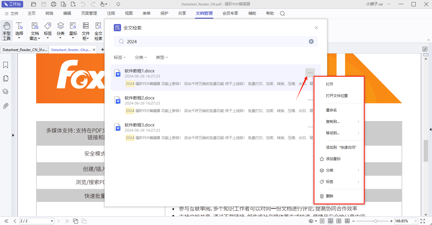平平深度文件搜索按内容搜索文档结果展示