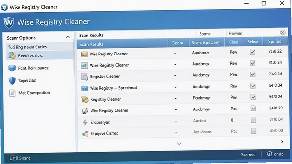Wise Registry Cleaner 主界面预览图,展示软件整体布局,左侧为扫描选项,右侧为扫描结果列表,背景为简洁的蓝色渐变风格,界面清晰直观,图片风格为高清截图