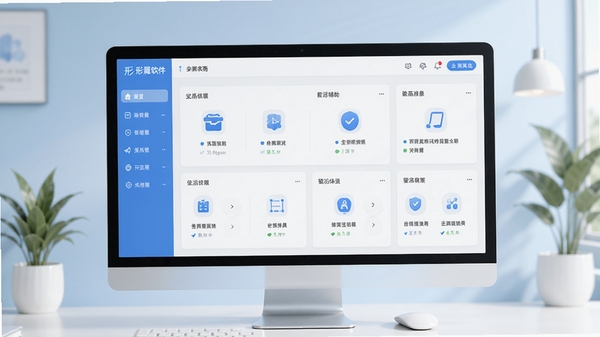 形翌软件主界面预览图,展示其整洁的功能布局和模块化设计,背景为现代简约风格,搭配柔和的蓝白色调,整体画面明亮清晰,突出其生活辅助工具的定位。