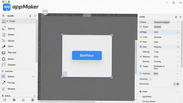 appMaker����������Ԥ��ͼ���������б����м仭��������ʾ������ק�İ�ť�ؼ����Ҳ��������չ�����������ִ���࣬ɫ��������������������appMaker��ʶ