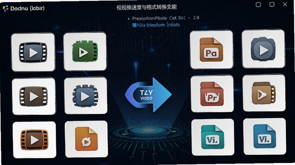 ��Ƶ���߿��ʽת�����ܽ��棬�г�������Ƶ��ʽͼ�꣬�м���ת����ͷ������Ϊ��ɫ�Ƽ��з��ͻ��ת���ٶ�����ʽ֧�֣���ʾ��������