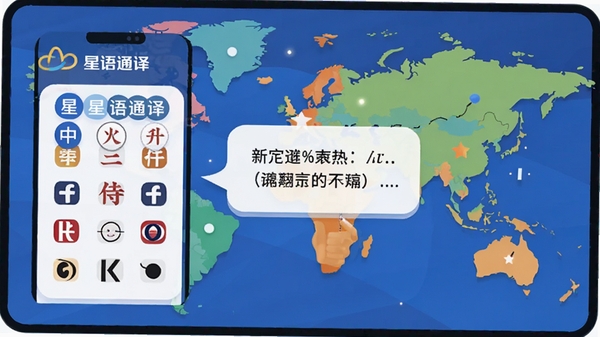 ����ͨ������Է��빦��չʾ����Ļ���г���������ѡ���Ӣ�պ���������������ͼ�����У��м���ʾ���������ݣ�����Ϊ�����ͼ���ִ���ƽ�廭���ɫ�ʷḻ��ͻ��������ͨ�롱LOGO