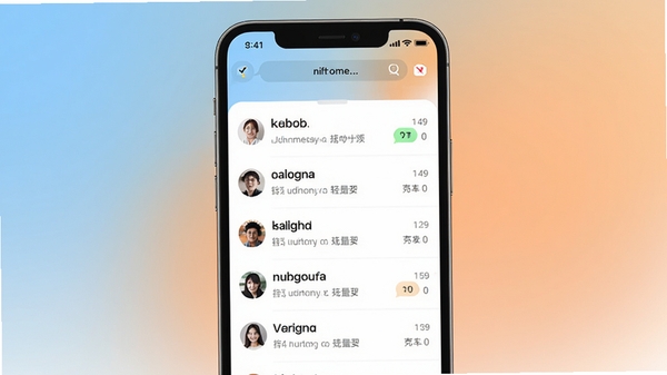 域帖社交软件主界面预览图,画面中央展示简洁的聊天列表,背景为柔和的渐变色,整体风格现代且干净,突出软件轻量级与高效的特点