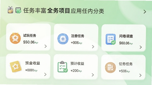 ȫ����ĿӦ�������������棬չʾ���������񡱡���ע�����񡱡����ʾ����顱�ȶ�����࿨Ƭ��ÿ����Ƭ���д���ͼ���Ԥ�����棬����Ϊ�����ɫ���䣬������£�ͻ������ḻ������