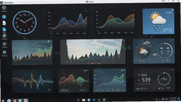 Rainmeter������������ȫò��չʾ���Ƥ��ͬʱ���У�����Ϊ��Լ����ɫ��ֽ��������Բ��ʱ�ӡ�����ͼ����������Ƭ��Ԫ�أ��������ִ��Ҹ��пƼ��У�����������ɫ�ʴ���Э����ͻ�������Ŀɶ����ԡ�