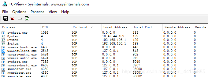 TCPView ʹ�ü��� �������ֽ������� �ҳ���̨͵����������