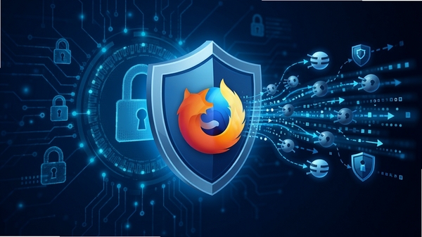 Firefox ��׼����˽��������ʾ��ͼ������չʾһ������ͼ���赲�����׷����������������Ϊ���簲ȫ����ͼ��ʹ����ɫ�Ƽ�ɫ������������ˣ�ͻ��������İ�ȫ��������