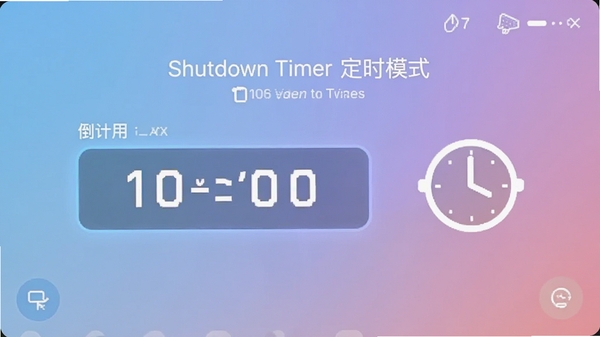 Shutdown Timer ��ʱģʽ���ý��棬��ʾ����ʱ������ʱ��ͼ�꣬����Ϊ��͵Ľ���ɫ��������Ԫ�������������������������ʾ����������ˬ���